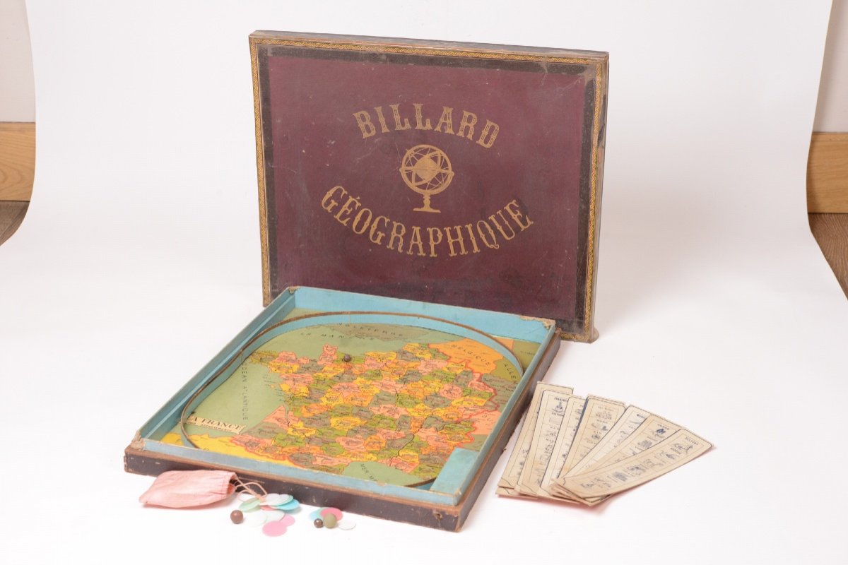 Antique Board Game, Le Billard Géographique, Circa 1900-photo-3