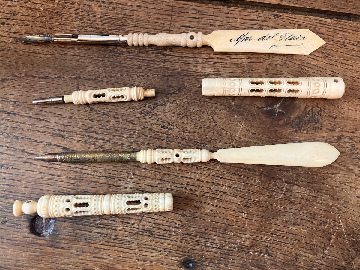 Three Bon Fountain Pens With Microphotographs-photo-3
