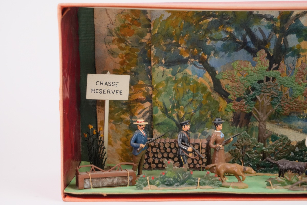 Cbg Mignot, Hunting Scene With Lead Figures-photo-2