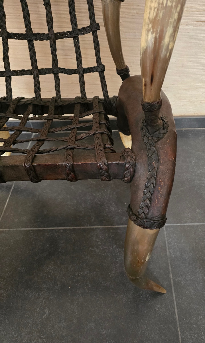 Fauteuil cuir et cornes-photo-4
