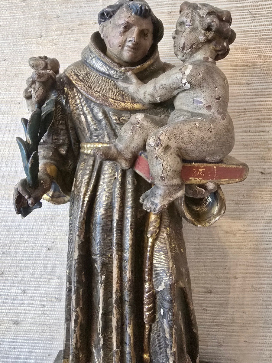 Carved Wood Representing St. Anthony Of Padua -photo-2
