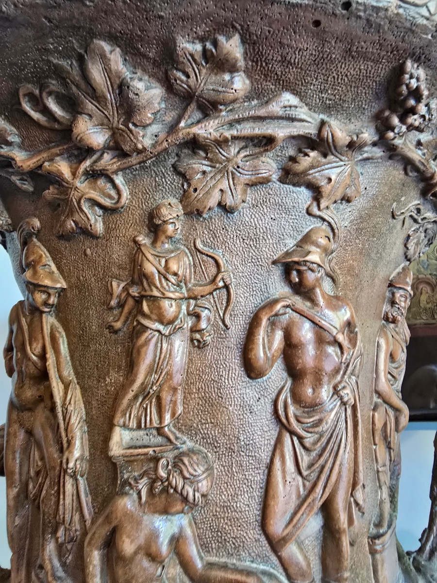 Paire de vases Médicis en terre cuite -photo-2