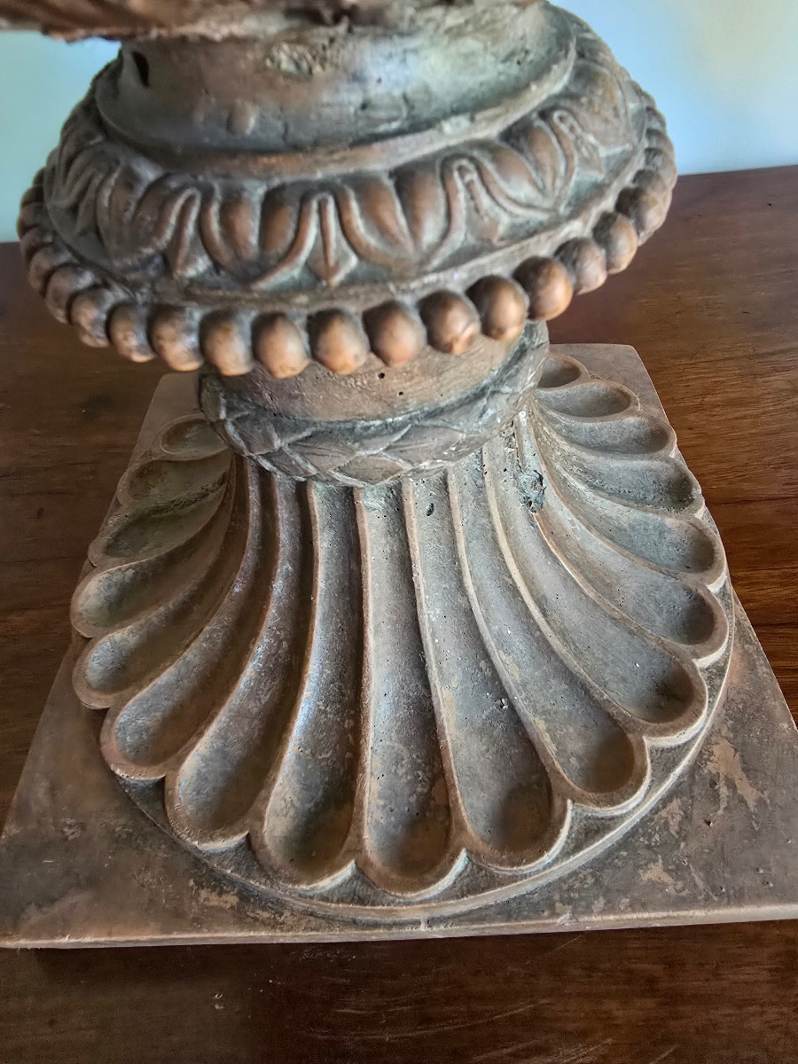 Paire de vases Médicis en terre cuite -photo-4