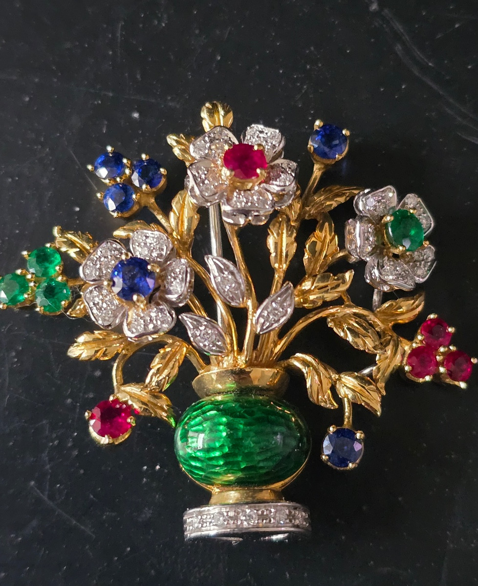 Broche en or 18k Tutti Frutti-photo-2