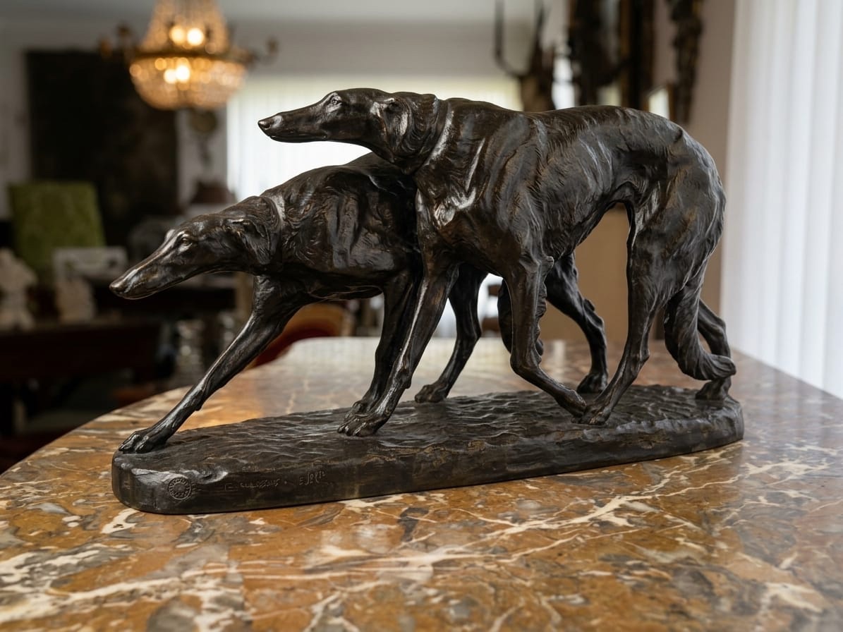 Bronze Sculpture Of Two Greyhounds -photo-2