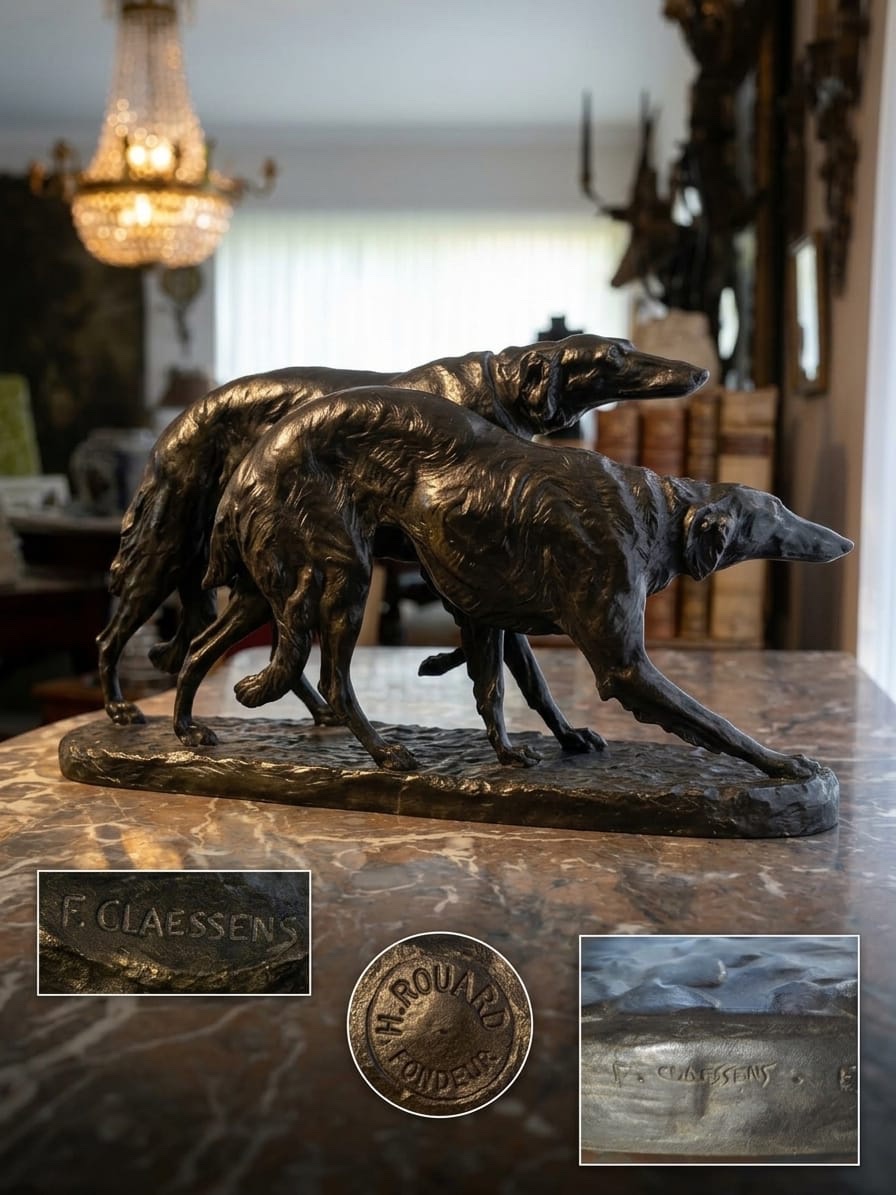 Bronze Sculpture Of Two Greyhounds -photo-4