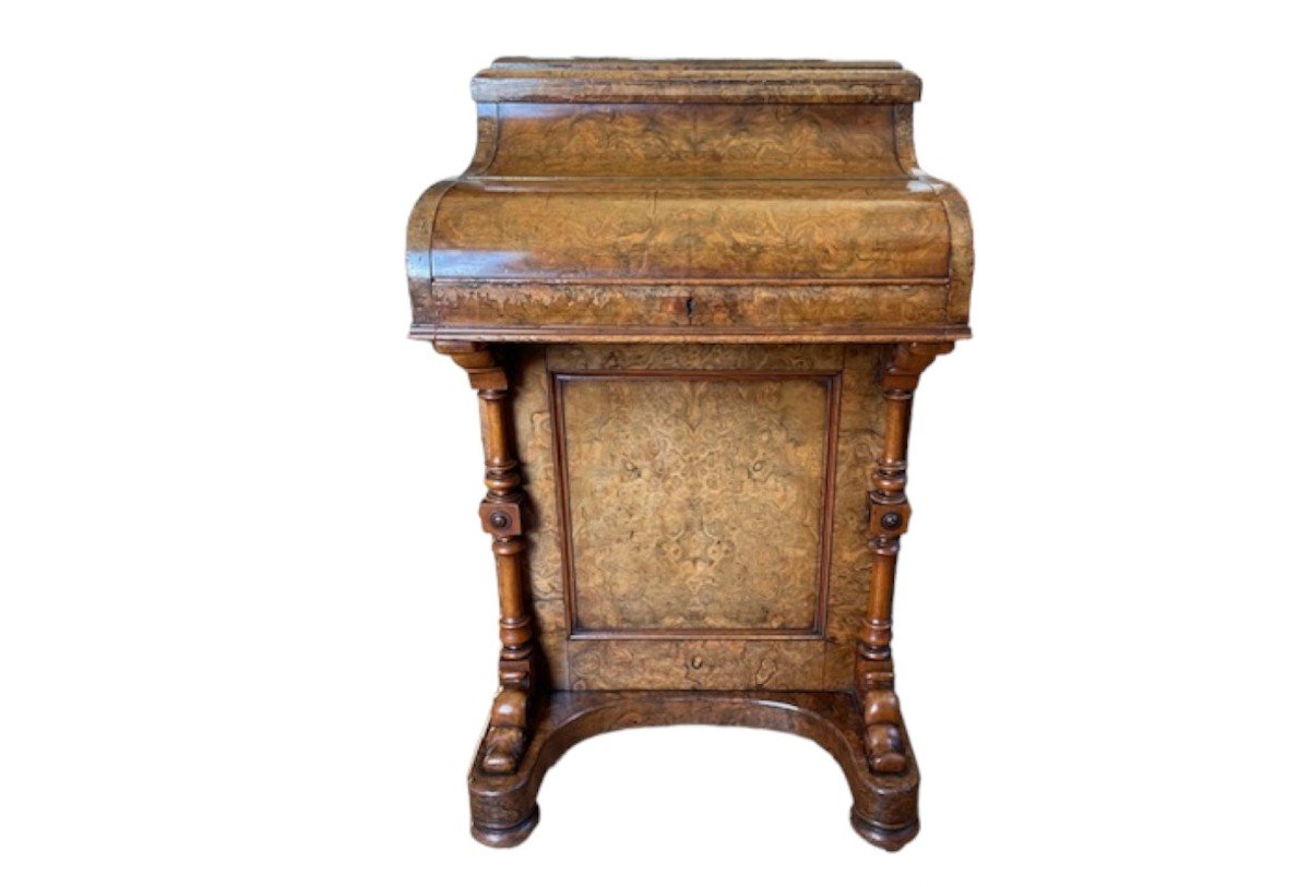“davenport Pop Up” Desk In Burr Walnut And Ebony Molding