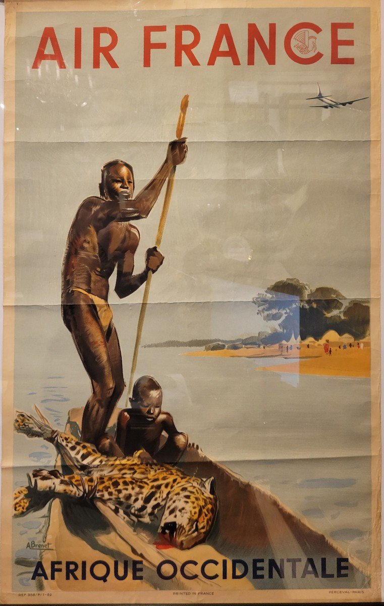 Brenet - Affiche Air France Originale Afrique Occidentale