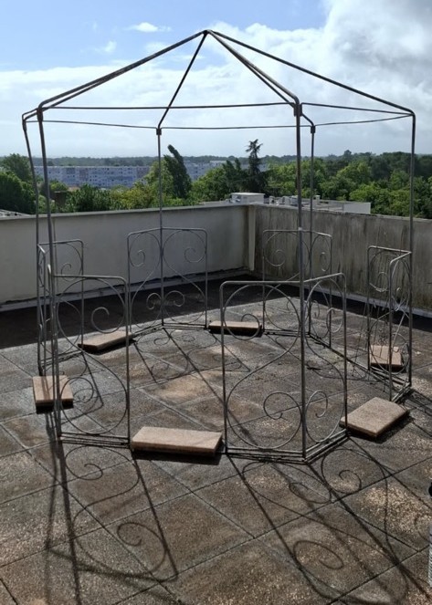 Antique Hexagonal Painted Metal Arbor
