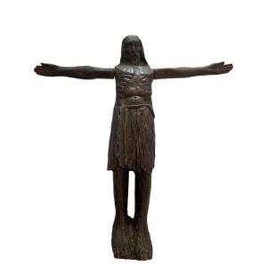 Large Rustic Romanesque Christ