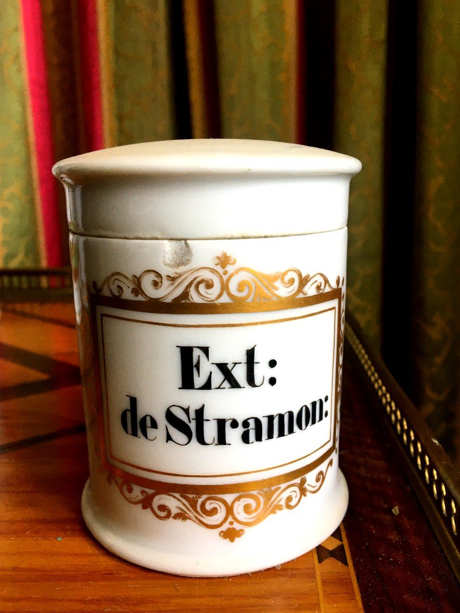 Bel Ensemble De Pots à Pharmacie En Porcelaine  Vieillard à Paris , Deux à Pommade  Et 3flacons-photo-1
