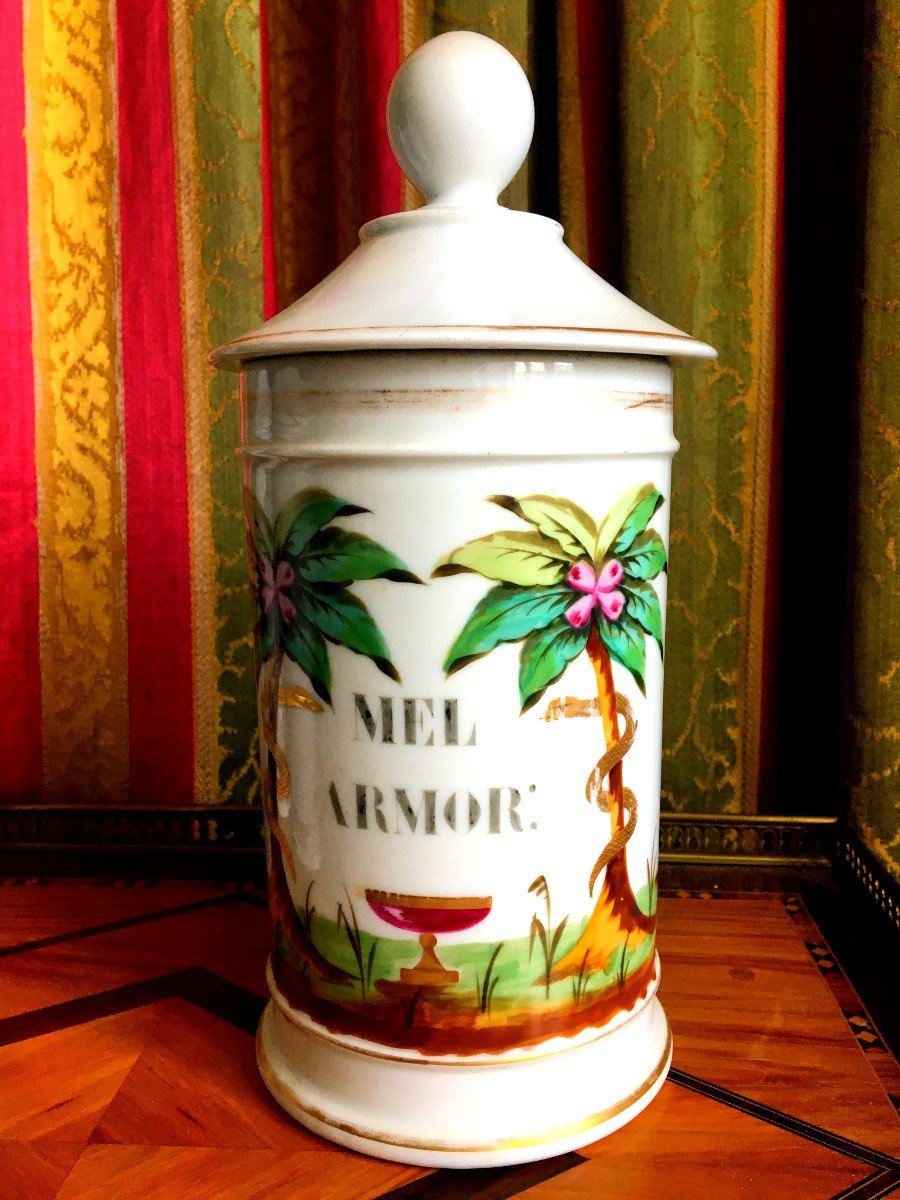 Bel Ensemble De Pots à Pharmacie En Porcelaine  Vieillard à Paris , Deux à Pommade  Et 3flacons-photo-2