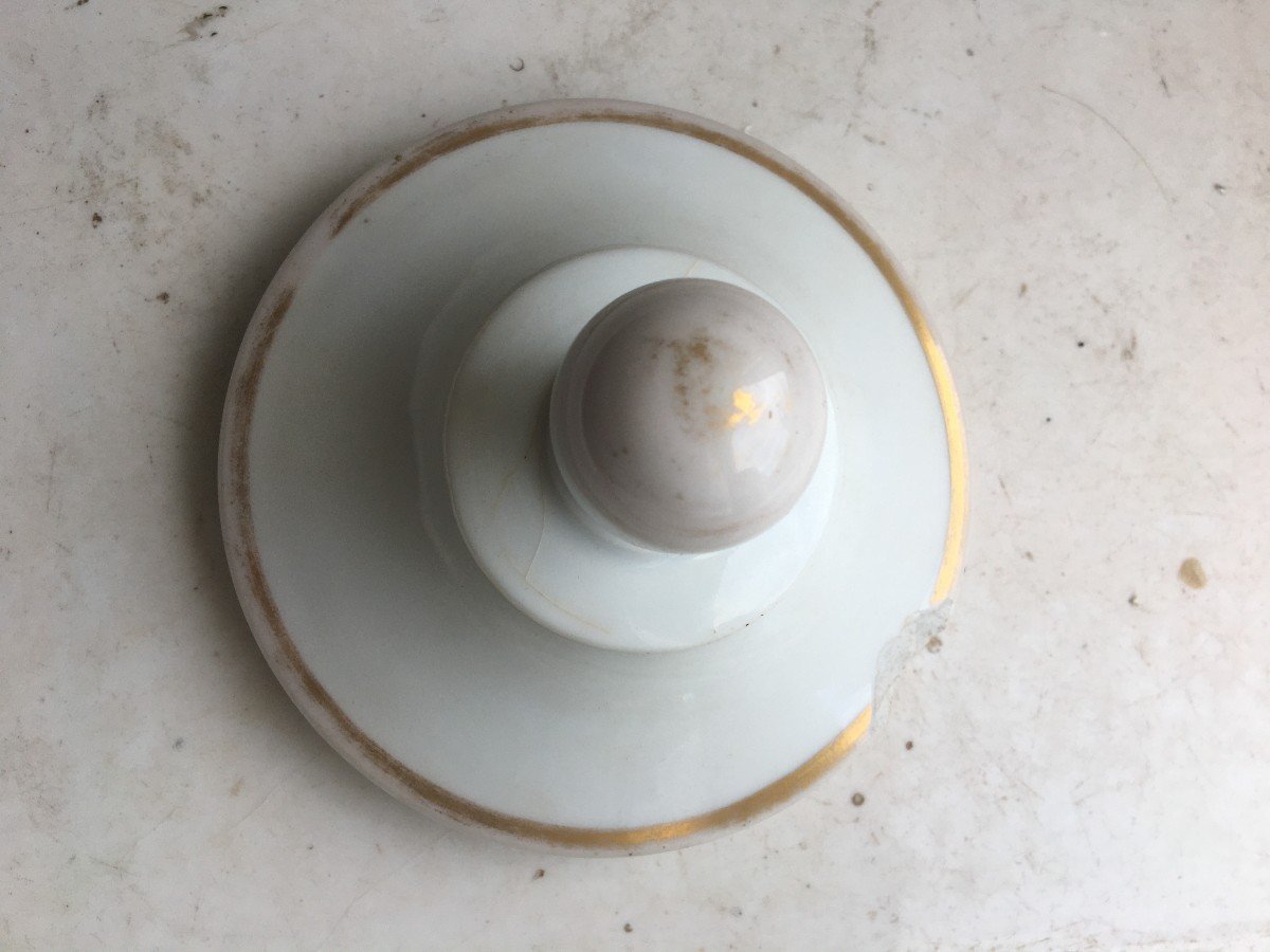 Bel Ensemble De Pots à Pharmacie En Porcelaine  Vieillard à Paris , Deux à Pommade  Et 3flacons-photo-5