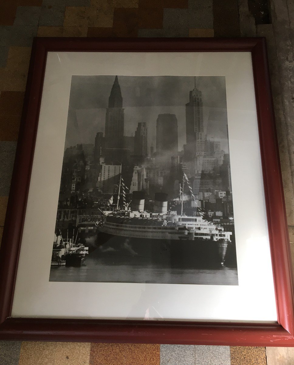 Grand Tirage Photo Agrandi Du Quenn Elizabeth Dans Le Port De New York Par Andréas Feininger 58-photo-2