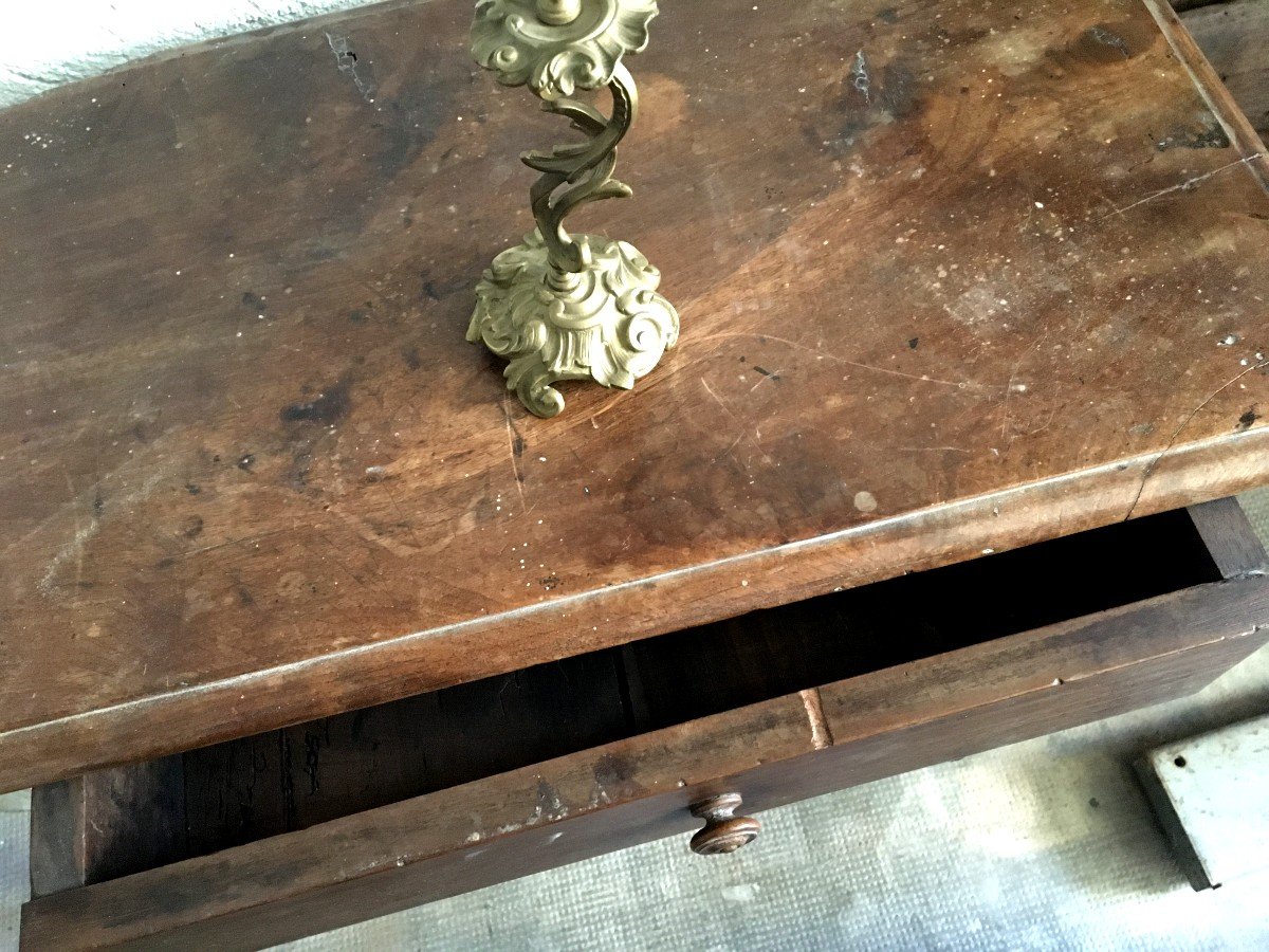 Very Beautiful Small 17th Century Table In Stained Walnut A Drawer Baluster Feet With Spacer-photo-4