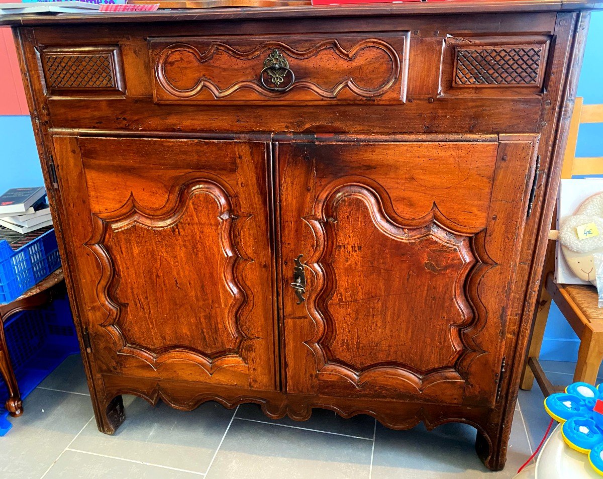 Very Beautiful Buffet Two Doors One Drawer In Cherry Wood, Louis XV Period Massif Central