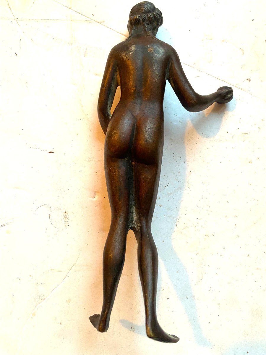 Beautiful French Renaissance Patinated Bronze Statue In The Image Of Eve à La Pomme-photo-5