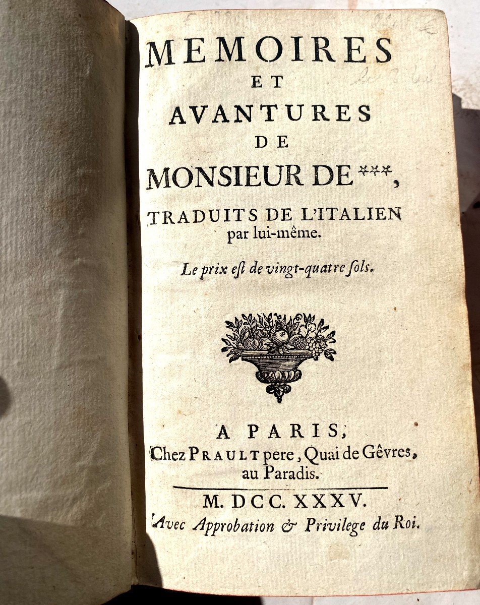  Trois Beaux Volumes In 12 : Mémoires Et Avantures De Mr D.... (comte De Kermalec) Par Gaillard-photo-2