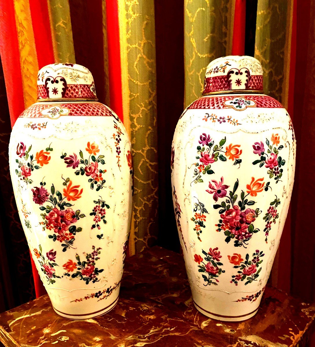 Very Beautiful Pair Of Covered Pots In The Chinese Way Mid-nineteenth Century By Jacob Petit Paris