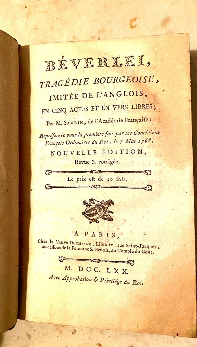 Important Collection Of 5 Plays And An Essay On The Revolutions In Music 1769/80-photo-2