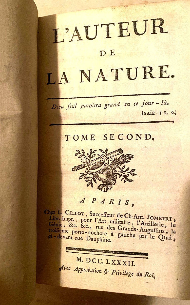Beautiful Series Of 3forts Volumes In 12: The Author Of Nature, Paris 1782. To Clement De Boissy.-photo-1