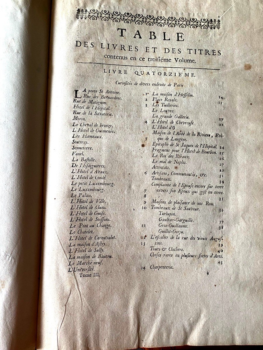 3 Volume In Folio" Histoire Et Recherches Des Antiquités De La Ville De Paris" . H. Sauval 1724-photo-6
