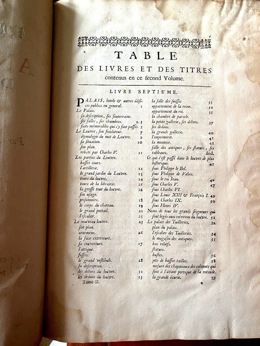 3 Volume In Folio" Histoire Et Recherches Des Antiquités De La Ville De Paris" . H. Sauval 1724-photo-8