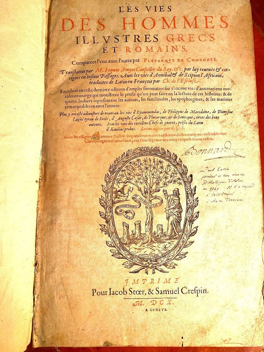 Fort Volume In Folio De 1610   "vies Des Hommes Illustres Grecs Et Romains De Plutarque - Amyot-photo-4