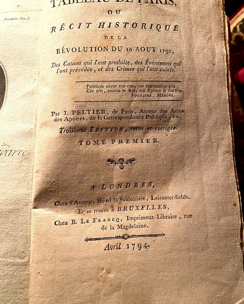 "dernier Tableau De Paris" Où Récit Historique De La Révolution Du 10 Aout 1792, Par J. Peltier-photo-3
