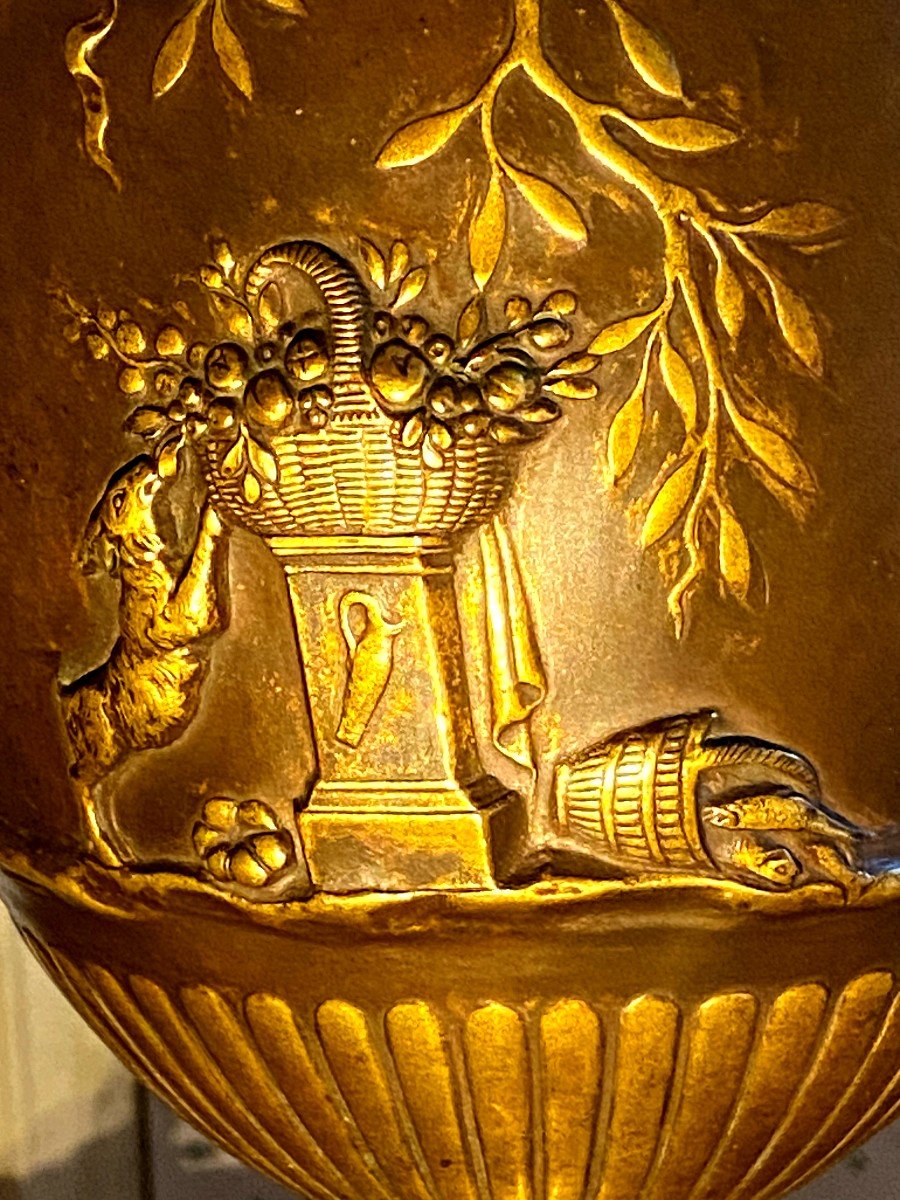  Belle Importante Lampe à Pétrole En Bronze Deux Patines N III Attribuée à Barbedienne Mécanisme-photo-1
