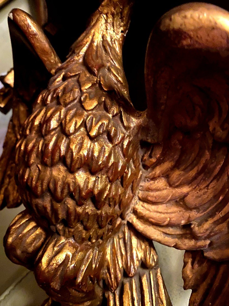 Rare Wall Light Console In Gilded Wood With Imperial Eagle With Outstretched Wings Late 18th Century-photo-8