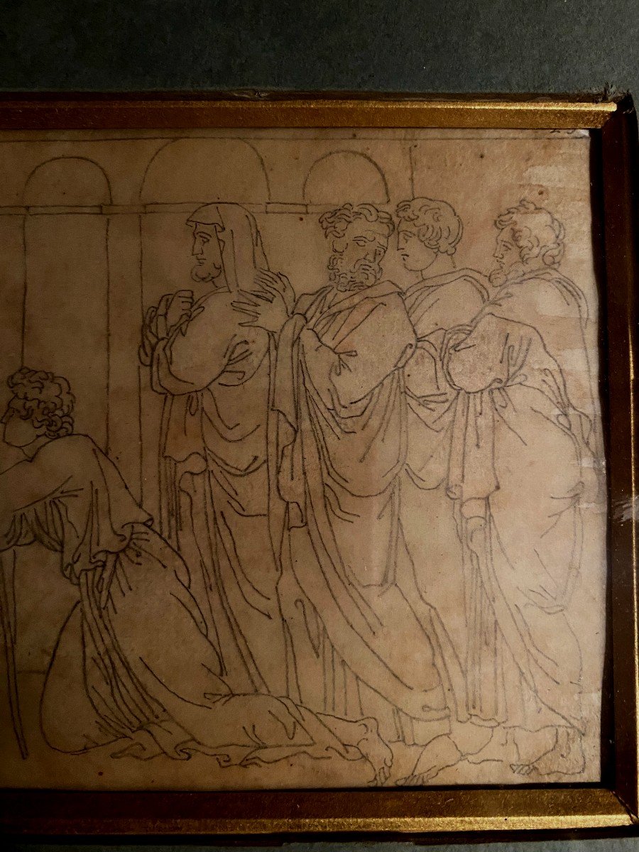 Beautiful Fine Lead Line Drawing Homage To Saint Peter, From The 18th Century To The Early 19th Century-photo-6