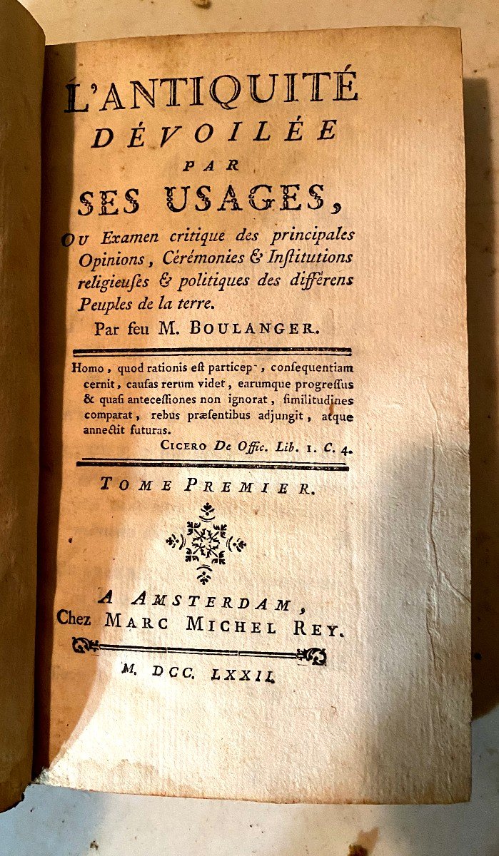 " l'Antiquité Dévoilée Par Ses Usages" Trois Volumes In 12, Par Feu M. Boulanger Amsterdam 1772-photo-3