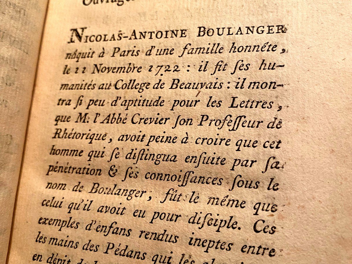 " l'Antiquité Dévoilée Par Ses Usages" Trois Volumes In 12, Par Feu M. Boulanger Amsterdam 1772-photo-8