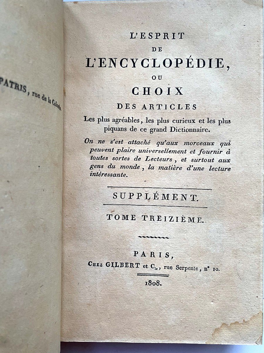 Dans Sa Belle Reliure En Veau Glacé : l'Esprit De l'Encycopédie Ou Choix Des Articles. .a Paris-photo-8