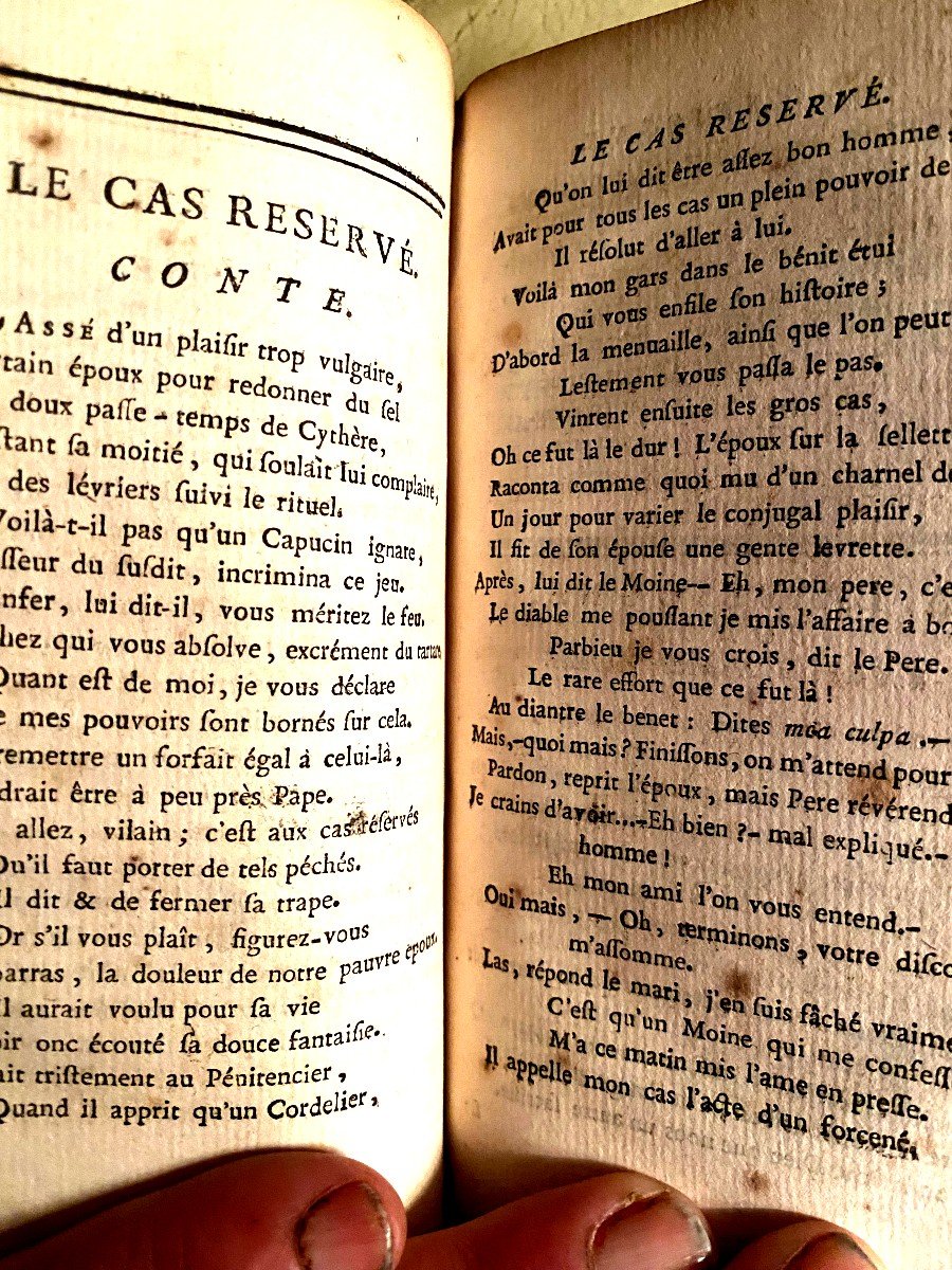 "le Singe De La Fontaine " Où Contes Et Nouvelles En Vers Par De Theis Rare Volume In 12 , 1773-photo-6