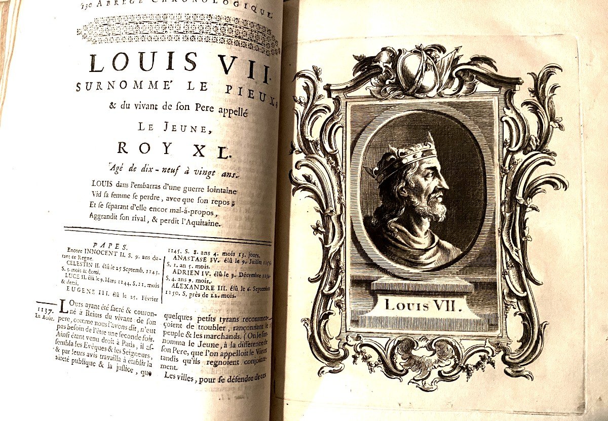 4 Fine Vol Gds In 4, New Condition, Mézeray, "chronological Summary Of The History Of France" 1740-photo-3