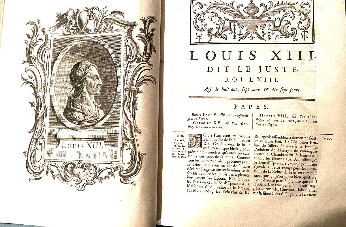 4 Fine Vol Gds In 4, New Condition, Mézeray, "chronological Summary Of The History Of France" 1740-photo-6