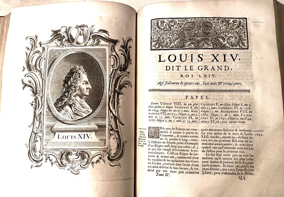 4 Fine Vol Gds In 4, New Condition, Mézeray, "chronological Summary Of The History Of France" 1740-photo-7