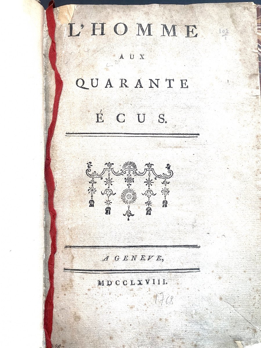 1 Vol In 8 Geneva 1768, "the Man With Forty écus" Original Edition Fm Arouet By Voltaire