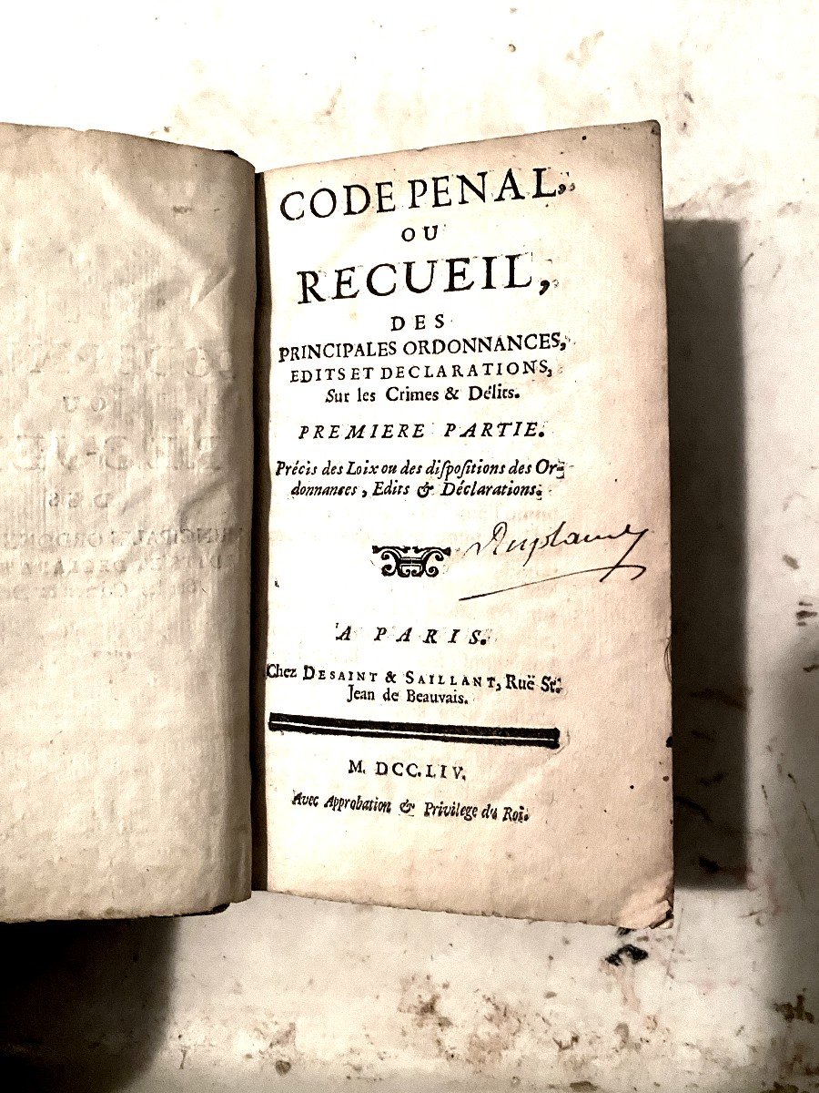  Pt In 12, Penal Code Or Collection Of Main Ordinances, Edicts And Declarations. Paris 1754-photo-3