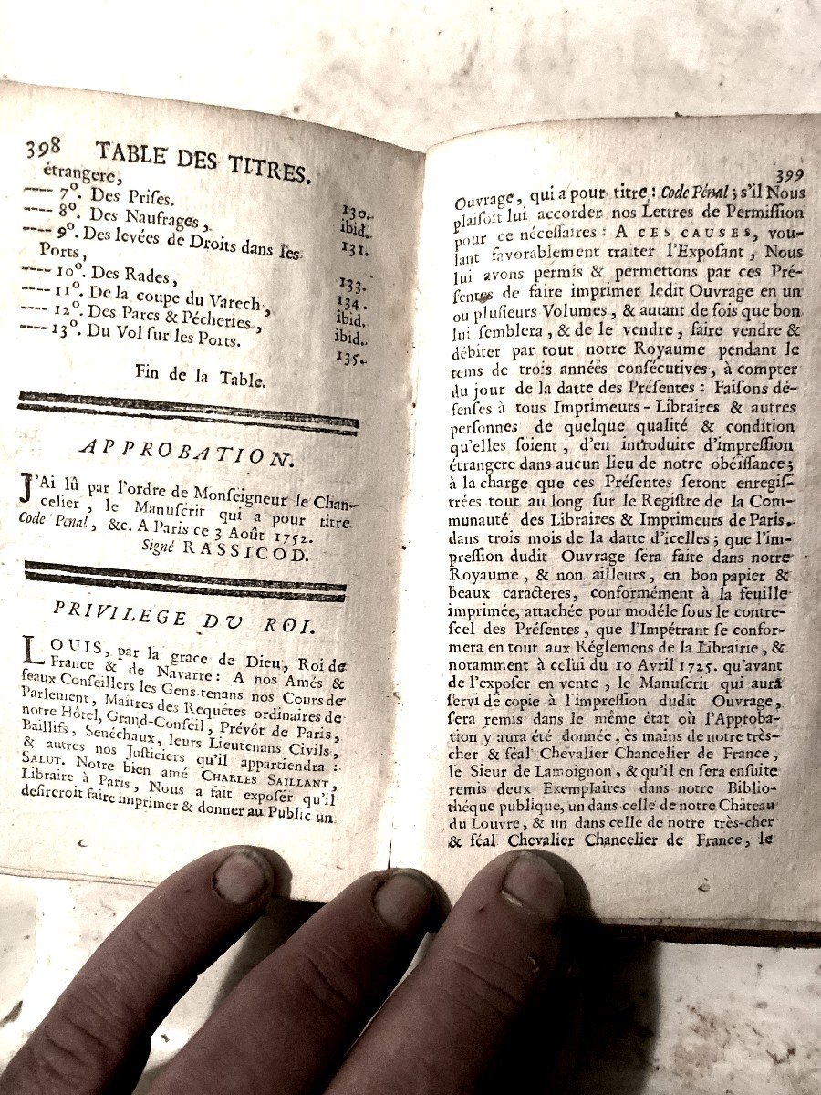  Pt In 12, Penal Code Or Collection Of Main Ordinances, Edicts And Declarations. Paris 1754-photo-7