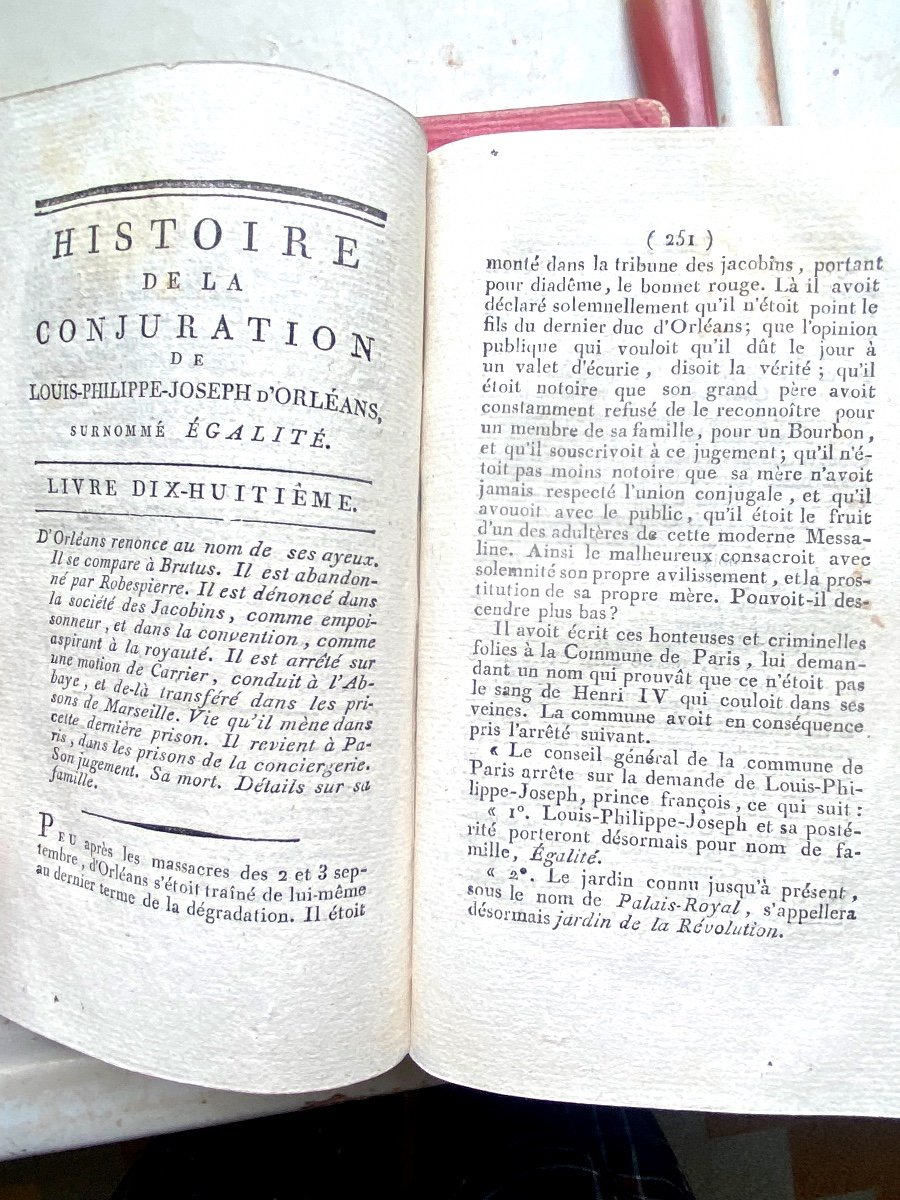 2 Forts Vol. In 8 Cartonnage D History Of The Conjuration Of The Duke Of Orléans And Robespierre, 1796-photo-4