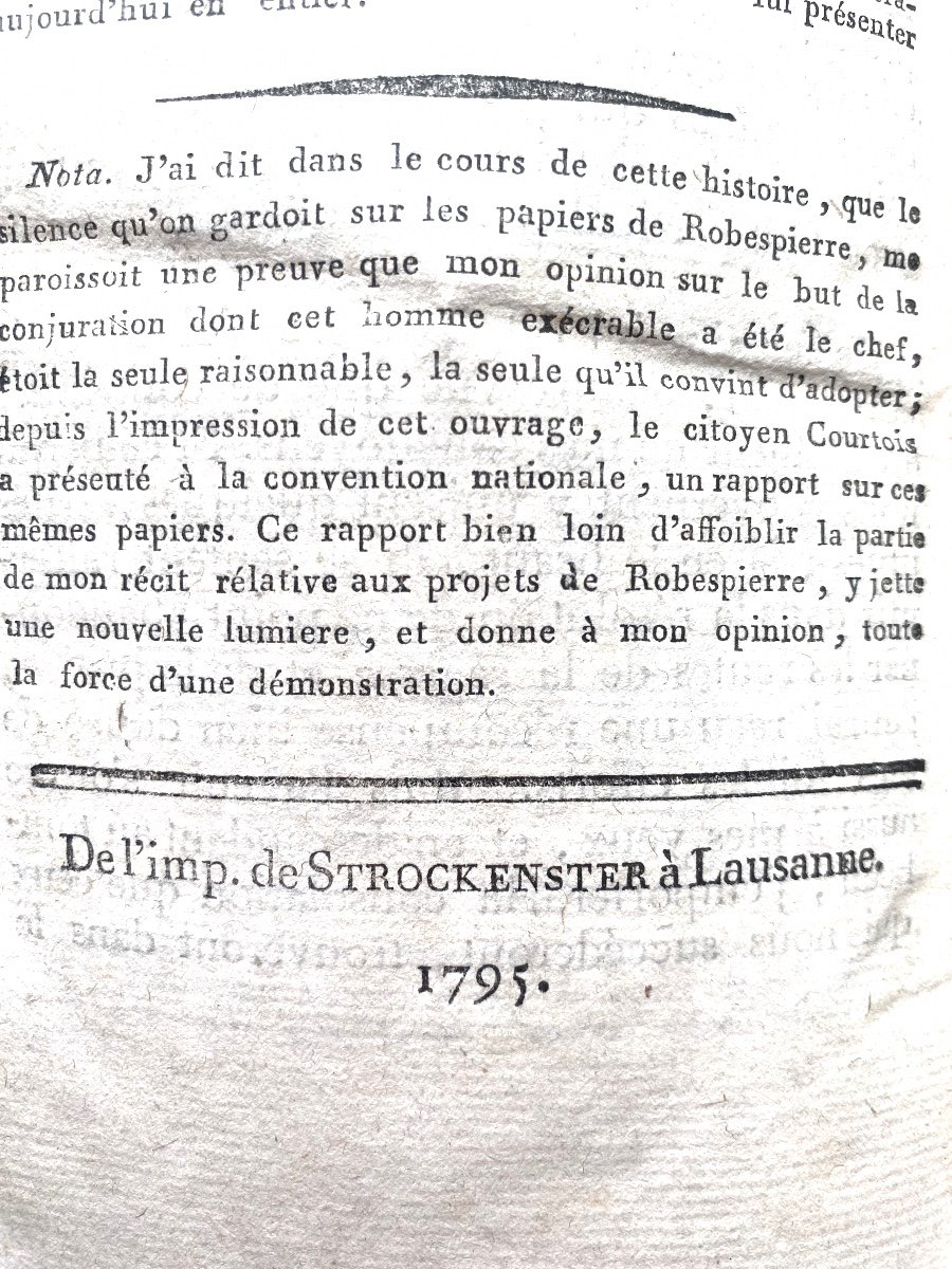 2 Forts Vol. In 8 Cartonnage D History Of The Conjuration Of The Duke Of Orléans And Robespierre, 1796-photo-8