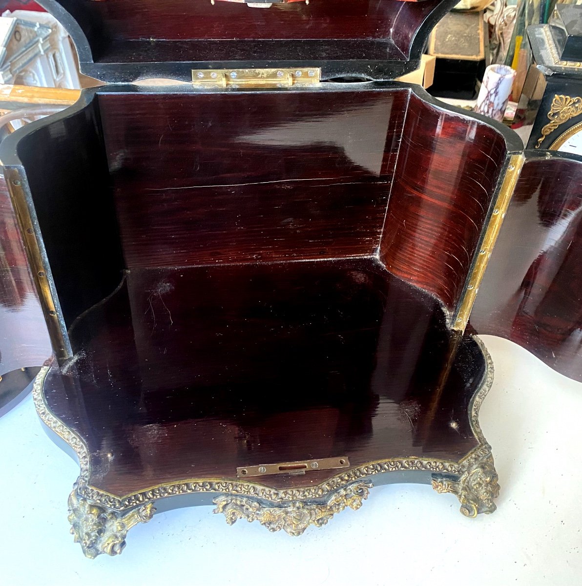 Rare And Beautiful Salon Liqueur Cabaret In Very Ornate Red Tortoise Shell Marquetry-photo-3