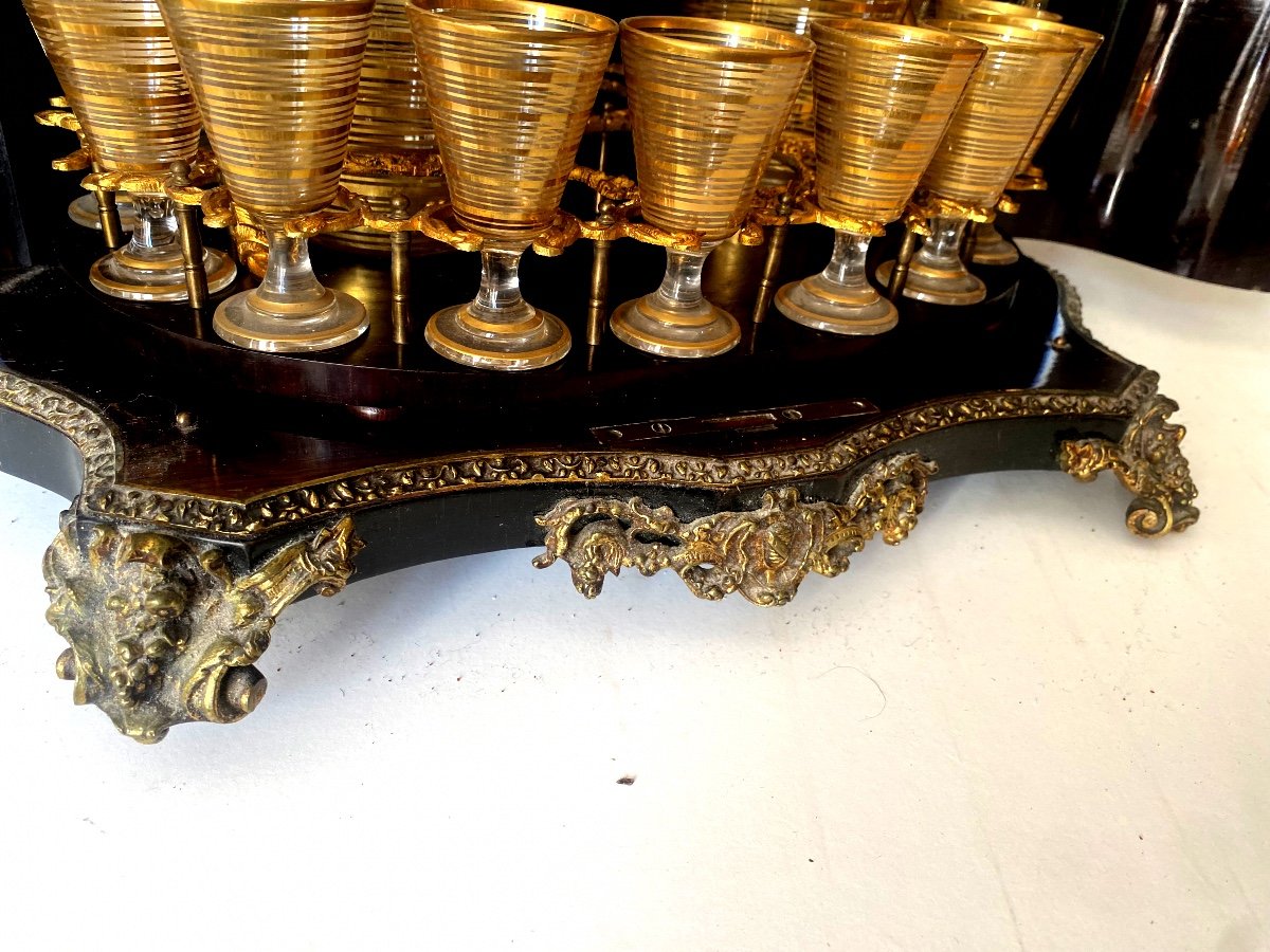 Rare And Beautiful Salon Liqueur Cabaret In Very Ornate Red Tortoise Shell Marquetry-photo-6