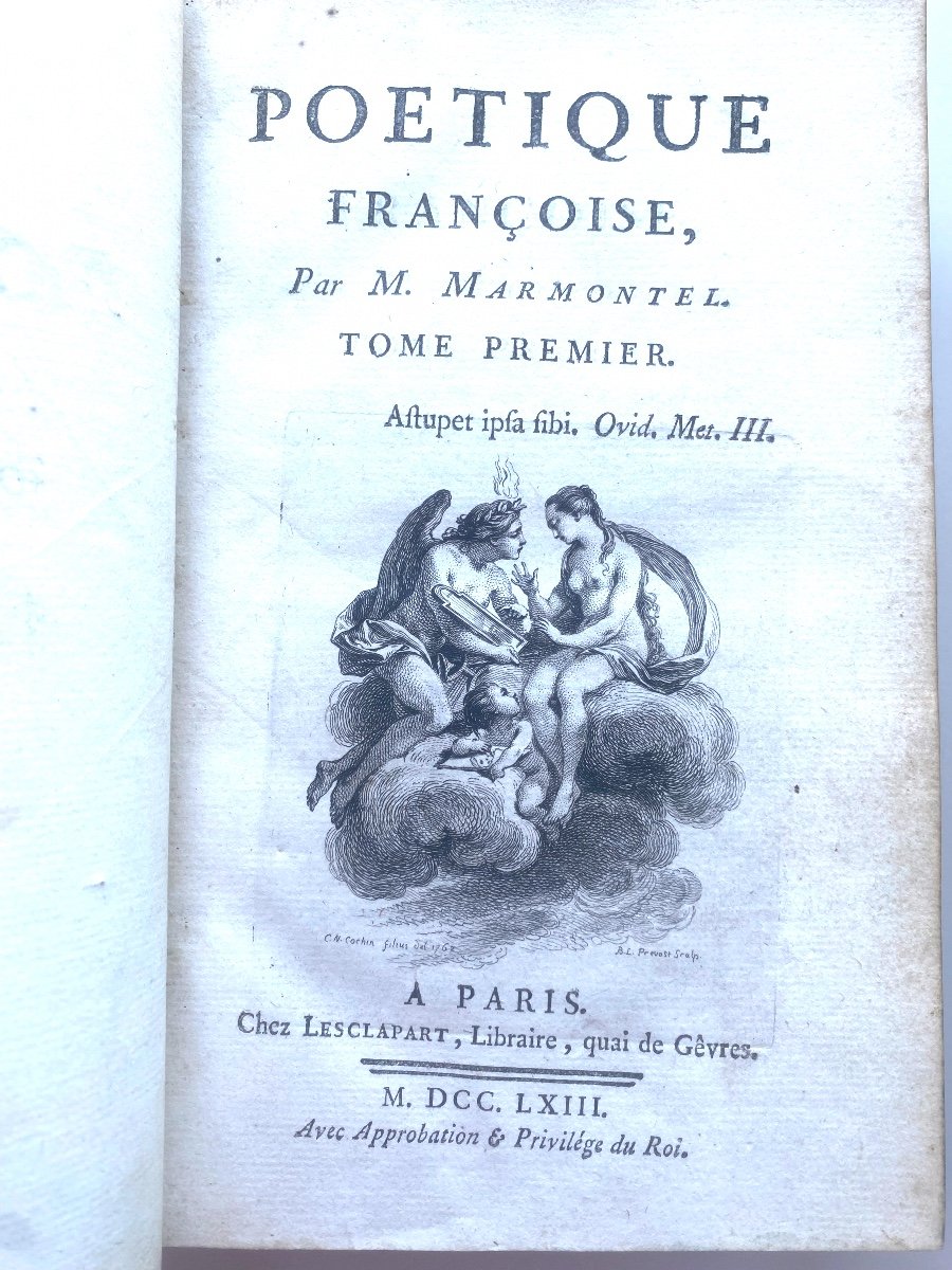 Rare Bel Exemplaire De La Poétique Française Par M. De Marmontel En Deux Forts Vol. In8 1763-photo-3