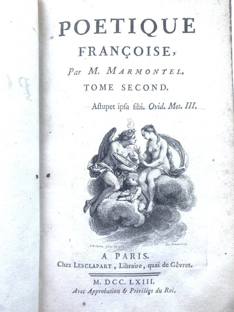 Rare Bel Exemplaire De La Poétique Française Par M. De Marmontel En Deux Forts Vol. In8 1763-photo-1