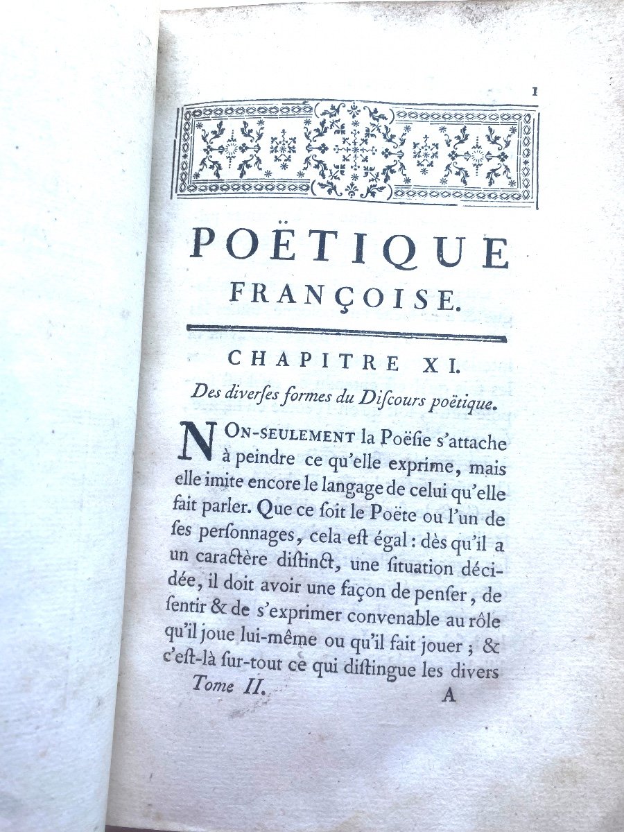 Rare Bel Exemplaire De La Poétique Française Par M. De Marmontel En Deux Forts Vol. In8 1763-photo-5