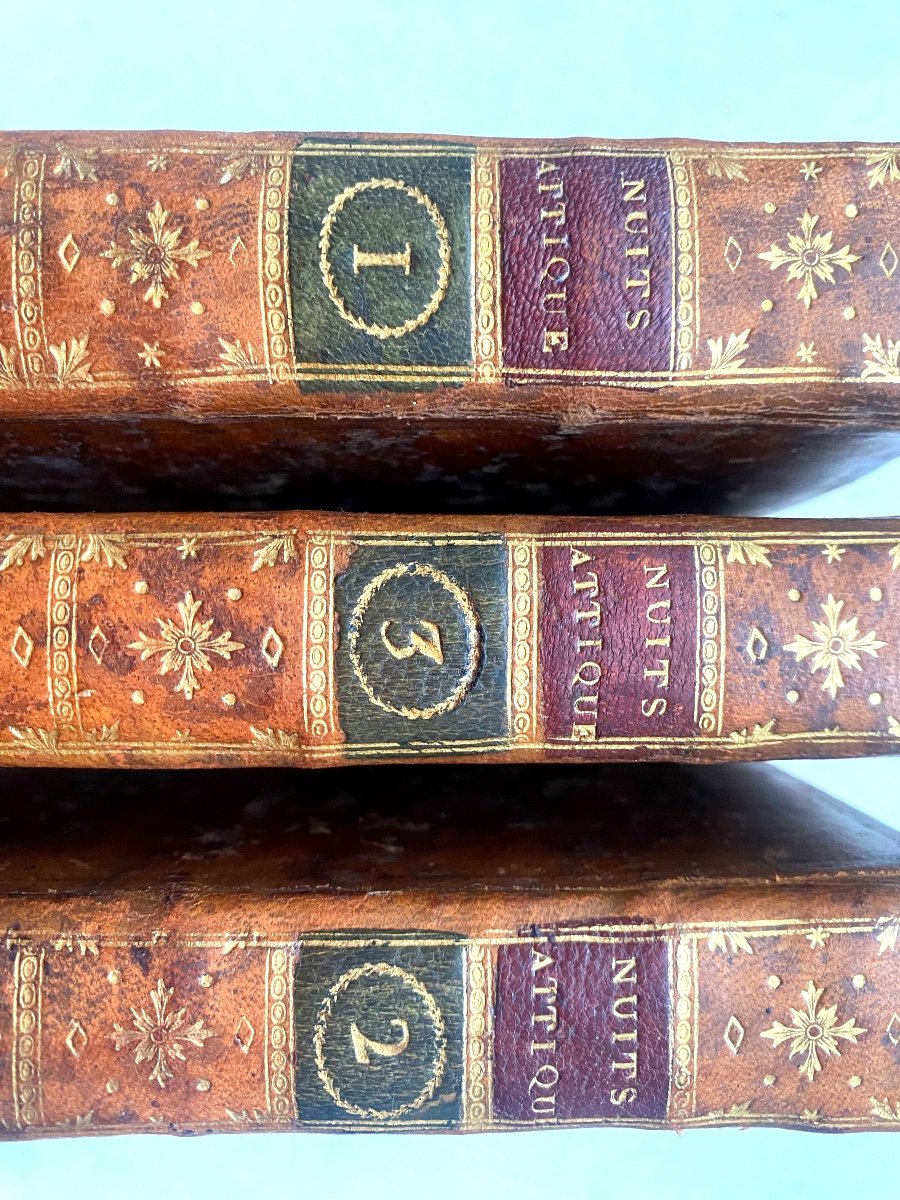 In 3 Fine Volumes In 12 From 1776 "the Attic Nights Of Aulugelle," By Mr. Abbot De Verteuil.-photo-2